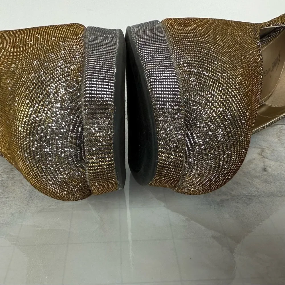 Metallic Shimmer Pumps High Heel Evening Shoes Wedding Bronze Gold-10 Wide